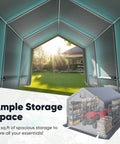 View inside 10x12 Foot Backyard Outdoor Storage Shed and Portable Workshop Shelter With Roll Up Mesh Windows