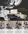 Professional Sliding Miter Saw Built Different For Smooth Panel Cuts And Rock Solid 1800 Watt Power, cutting depth adjustable up to 7.5cm.