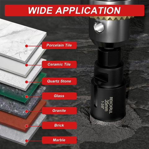 One Quarter Inch Dry Diamond Core Drill Bits 2-Pack Pro Grade Vacuum Brazed Hole Saw For Tile Porcelain Ceramic Marble Granite Brick M14 Thread Angle Grinder Compatible 6mm Shank Heavy Duty Beast Mode Fast Cuts drilling samples of different materials