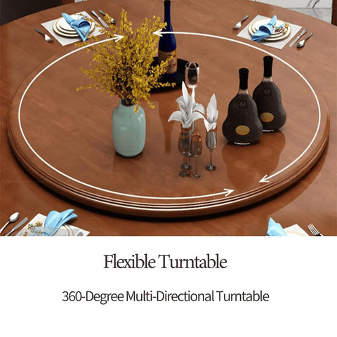 Large Wooden Lazy Susan Turntable For Dining Tables With Smooth Quiet 360 Degree Rotation And Swivel Assist System, Ideal For Hangouts And Restaurants, Brown Rotating Tray Available In 23.6In And 27.6In Diameters with decor and dishes