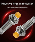 Two M12 inductive proximity sensors from Four Pack M12 Inductive Proximity Sensor Kit NPN Normally Open No Fuss with 4mm detecting distance.