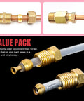 Hilitchi 8 sizes brass compression fittings kit with copper tube, 4–16 mm, 220 pcs, front view
Hilitchi brass compression fittings and ferrule on copper tube, side view
Hilitchi brass compression fittings installed on tubes, value pack