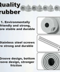 Image showing Eight Piece Rubber Door Stop Tips With Screws Set Ribbed Door Stop Foot Caps For Kick Down And Drop Down Stoppers Anti Skid Durable Rubber Bumper For Home Office And Workshop Use, highlighting quality rubber, stainless screws, and groove design.