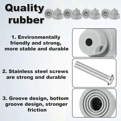Image showing Eight Piece Rubber Door Stop Tips With Screws Set Ribbed Door Stop Foot Caps For Kick Down And Drop Down Stoppers Anti Skid Durable Rubber Bumper For Home Office And Workshop Use, highlighting quality rubber, stainless screws, and groove design.