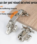 No Drama Heavy Duty Soft Close 180 Degree Concealed Adjustable Cabinet Hinges 2 Pack Full Overlay Nickel Plated Steel, showcasing flexibility and buffer features.