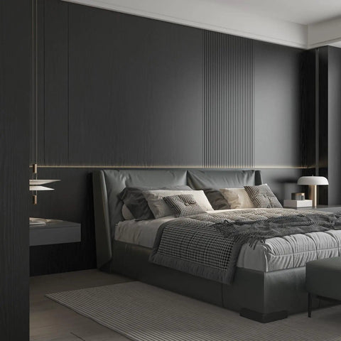 Bedroom with Black Wood Peel And Stick Wallpaper 39.6 By 115 Inches Self Adhesive Contact Paper For Furniture Makeovers Easy To Clean