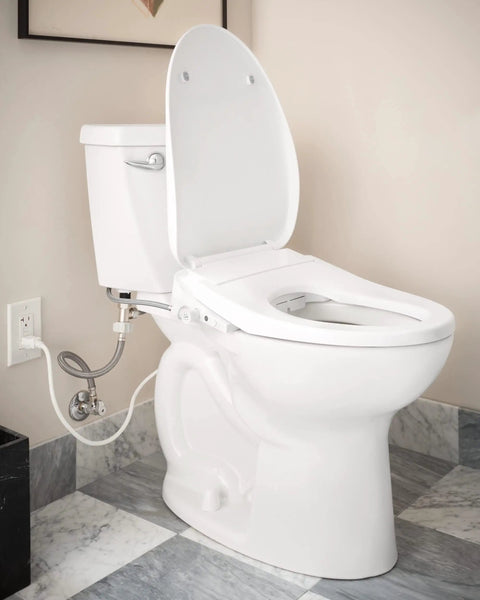 Standard Non Electronic Bidet Seat For Elongated Toilets With Dual Front And Rear Nozzles Water Pressure Control Soft Close Lid