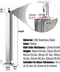 Hella Sturdy Gold Stainless Steel Deck Railing Posts For 10Mm To 12Mm Glass Panels Chef Kiss Finish showing height and dimensions.