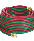 Coiled Oxygen And Acetylene Twin Hose Set Dual Hose Quarter Inch Diameter By Fifty Feet With Nine Sixteenths To Eighteen B Fittings