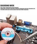 High Efficiency Copper Desoldering Wick No Clean Solder Removal For PCB Cleaning 5 Pack 4.9 Feet Each demonstrating usage on circuit board