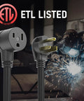 ETL listed 20-Foot Welder Extension Cord 250V 25A 10 AWG 3-Conductor Cable NEMA 6-50P to 6-50R with welder sparks
