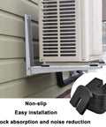 Outdoor AC unit on wall with 8 Pack Anti Vibration Rubber Isolator Pads For Air Conditioners, U Shaped Shock Pads For Condenser Units.