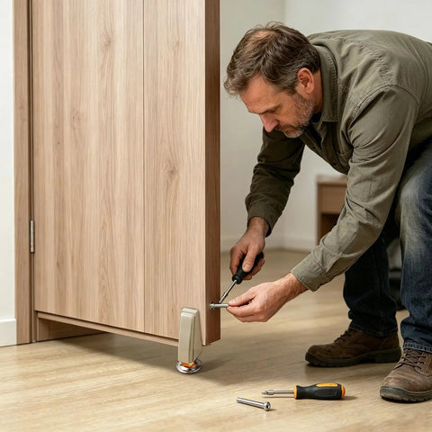 Heavy Duty Gate Support Wheel Quietly Fixes Sagging Wood Doors With Smooth Rolling Caster, installation under wood door.
