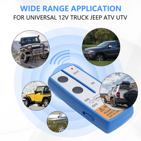 250A 12V Winch Solenoid Relay With Wireless Remote Kit for ATV UTV Truck and Jeep Winches Up To 5000lbs, remote shown