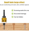 Close-up of adjustable depth stop collar on 15 Piece Countersink Drill Bit Set Featuring Adjustable Depth Stop Collar And Rock Solid Hex Shafts Built Tough For Dead Nuts Precision In Eighty Two Degree Tapered Boring And Diy Wood Projects.