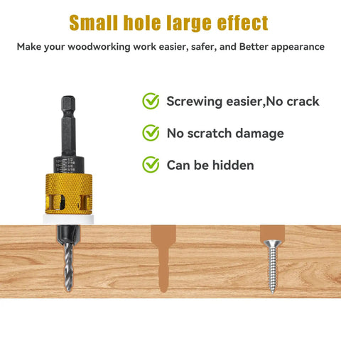 Close-up of adjustable depth stop collar on 15 Piece Countersink Drill Bit Set Featuring Adjustable Depth Stop Collar And Rock Solid Hex Shafts Built Tough For Dead Nuts Precision In Eighty Two Degree Tapered Boring And Diy Wood Projects.