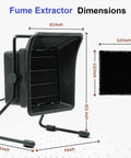 Solder Fume Extractor With 3 Activated Carbon Filters, Adjustable Tilt, Low Noise, ESD Safe dimensions and size details