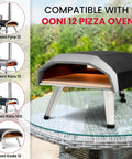 Ooni 12 pizza oven with 13x13 Inch Cordierite Pizza Stone for crisp crust pizzas, breads, and cookies.