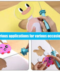 Person using 30W Foam Cutter Pen Kit With 12V Power Adapter to carve animated styrofoam characters for arts and crafts projects.