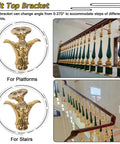 Top Shelf Aluminum Baluster Spindles With 270 Degree Tilt Bracket For Adjustable Stair Railing Decks And Patios Heavy Duty Guard Posts Quick Floor Mount 15 Pack 37 Inch Tall showcasing gold tilt top brackets for various stair heights.