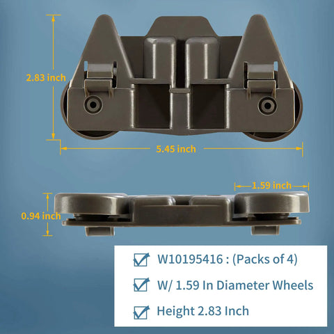 Rust Resistant Dishwasher Lower Rack Wheels Replacement Pack Of 4 For Most Standard Dishwashers No Fuss Quick Install In Minutes