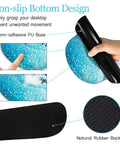 Stay Positive XXL Desk Mat Pad Set With Cushioned Wrist Rest showing semi-adhesive PU base and non-slip rubber backing