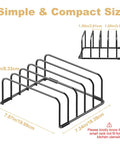 Diagram of Heavy Duty Metal Cutting Board Storage Rack And Baking Sheet Organizer 2 Pack dimensions and design details.