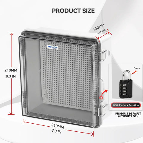 Top Shelf Hella Sturdy Weatherproof Junction Box With Clear Viewing Cover And Din Rail Mounting for secure wiring, 210x210x100mm.