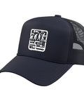 Evolution Plumbers Pipe Repair Trade Job Graphic Trucker Hat With Adjustable Mesh Back In Navy Blue, 5-panel design for Master Fitters.