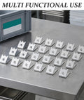 Heavy Duty Stainless Steel Freezer Shelf Clips Set for secure shelving on stainless table
