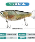 Slow Sinking Glide Bait With Fur Tail Lifelike Fishing Tackle for Trout Shad Bass Musky 6.7 Inch 3 Pack shown with dimensions