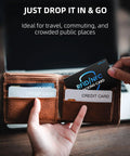 RFID Blocking Card 6 Pack No Skimming Wallet Shield Anti Theft NFC Blocker being placed in wallet to protect cards