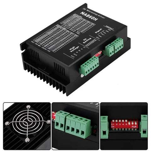 MA860H 200KHz Stepper Motor Driver Microstep Controller Module for 2 Phase 86 Motors with plug and play setup and TTL isolation
