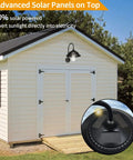 Solar Barn Lights Outdoor Wall Sconces Rustic Vintage Farmhouse Light With Motion Sensor And Three Lighting Modes on shed