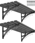 Heavy Duty Wall Mount Garage Shelf Set 2 Pack, 16x38 Inches, Solid Metal Floating Shelves With Power Tool Storage, Six Hole Triangular Support