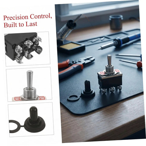 Four Pack Toggle Rocker Switches With Pin Position For Electrical Control Buttons, Heavy Duty Switches For Industrial Equipment, Circuit Assembly And Home Power Switching, Easy Wiring, Durable And Reliable Performance on workbench