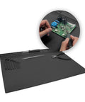 Heat Resistant Soldering Mat Silicone Repair Workbench Pad 932 F For Electronics Repair, Pro Grade, with tools and circuit board