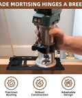 Using Pro Grade Door Jamb Hinge Jig for easy no fuss install with eight size options and five door thicknesses, black design.