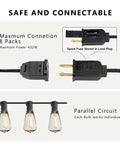 Outdoor String Lights 200 Ft Waterproof Patio Lighting With 102 ST38 Shatterproof LED Bulbs plug close-up and bulb design