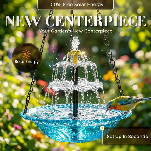 Solar Powered Hanging Bird Bath Fountain For Outdoor Gardens And Patios, Eco Friendly Water Cascade With Flowing Water