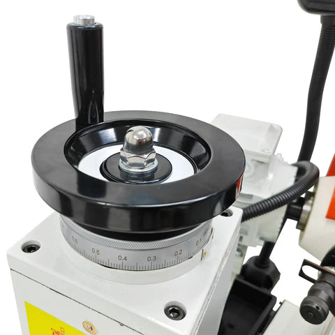 Killer Universal Tool Grinding Machine With 360 Degree Swivel Head And Slick Sharpening Action For Shop Floor Metal Blades Running At 2800 RPM Zero Hassle Works Great top view of sharpening dial and swivel mechanism.