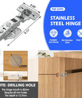 Industrial Grade Sliding Hidden Door Track Featuring Butter Smooth Gliding Pocket Door Hardware And Solid Steel Ball Bearings For Cabinet And Recessed Wall Doors 22 Inch Dual Set stainless steel hinge dimensions with mounting details