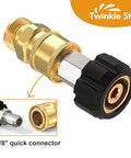 Pressure Washer Quick Connect Fittings Kit M22 14mm To Three Eighths Inch Four Piece Adapters Set Includes Swivel Adapters And Quick Disconnect Plugs For Secure Leak Free Connections Easy Snap On Tool Free Assembly And Tidy Hose Setup quick connector