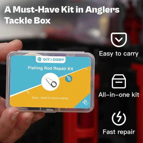 Top Notch Spinning Rod Guide And Tip Repair Kit Featuring Rock Solid Stainless Steel Eyelets in a portable case.