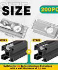 200 Piece Heavy Duty M8 Thread T Slot Nuts Half Roll In Spring Steel Fasteners in various sizes for aluminum extrusions.