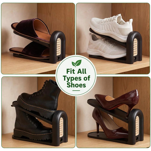 12 Pack Adjustable Shoe Slot Organizers, Double Layer Closet Stackers That Keep Your Space Snug And Sorted, Straight Up Reliable Risers tailored for sneakers, heels, and boots.