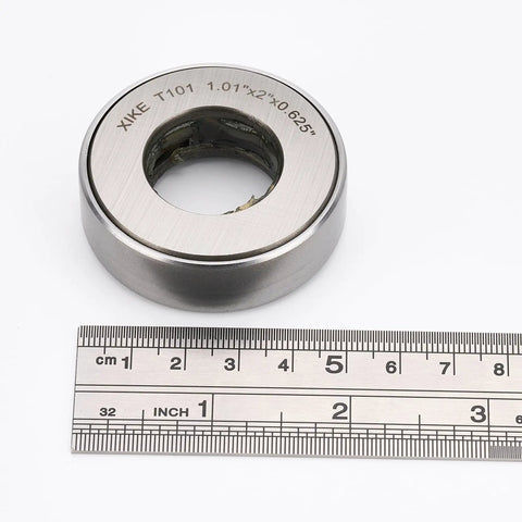 Beefy Thrust Tapered Roller Bearing 1.01 Inch ID, 2 Inch OD, 0.625 Inch Wide T101 904A1 Chrome Steel with ruler for scale