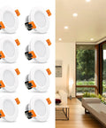 8 pack of 2 Inch LED Recessed Lighting Kit Dimmable Downlight Warm White 3000K CRI80 Retrofit Round Ceiling Lights With LED Driver