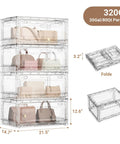 Premium Clear Storage Bins With Smooth Rolling Wheels, Foldable Closet Organizers For Home Office Or Garage, Stacking Drawers That Are A Total Game Changer, Hella Sturdy 4 Pack, showcasing stacked clear bins with purses.