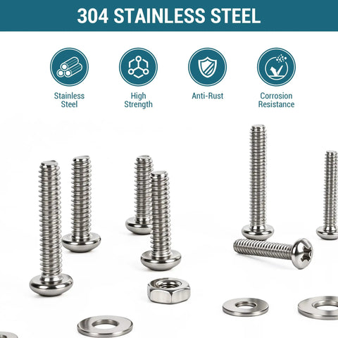 Stainless Steel 304 Hex Flange Bolt Kit 720 Piece Fastener Set For Heavy Duty Hardware Projects Automotive Outdoor DIY Corrosion Resistant Bolts Beefy Great For Auto Repairs, 304 stainless steel bolts and washers